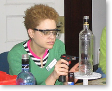 Student participating in Glass Class